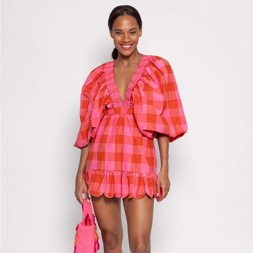 Pink and Red Checkered Dress